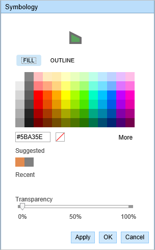 Symbology editor for a polygon layer